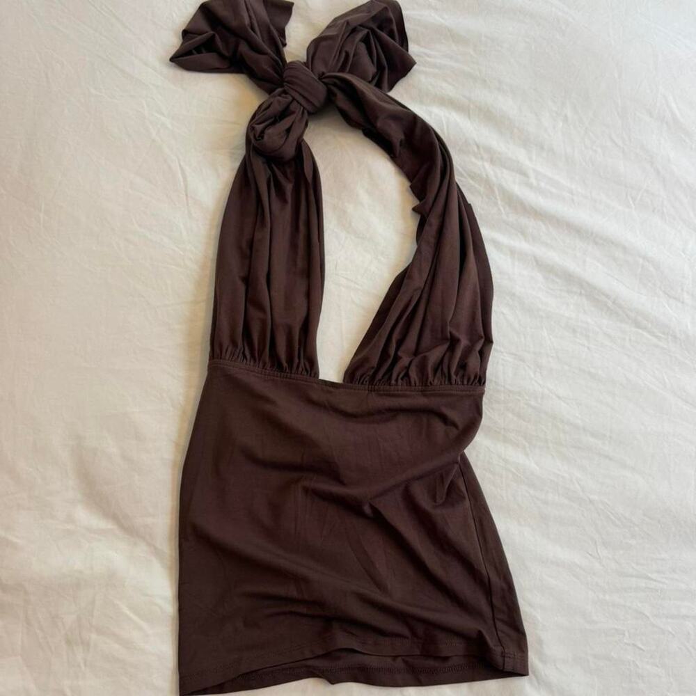 Susmies brown halter neck top